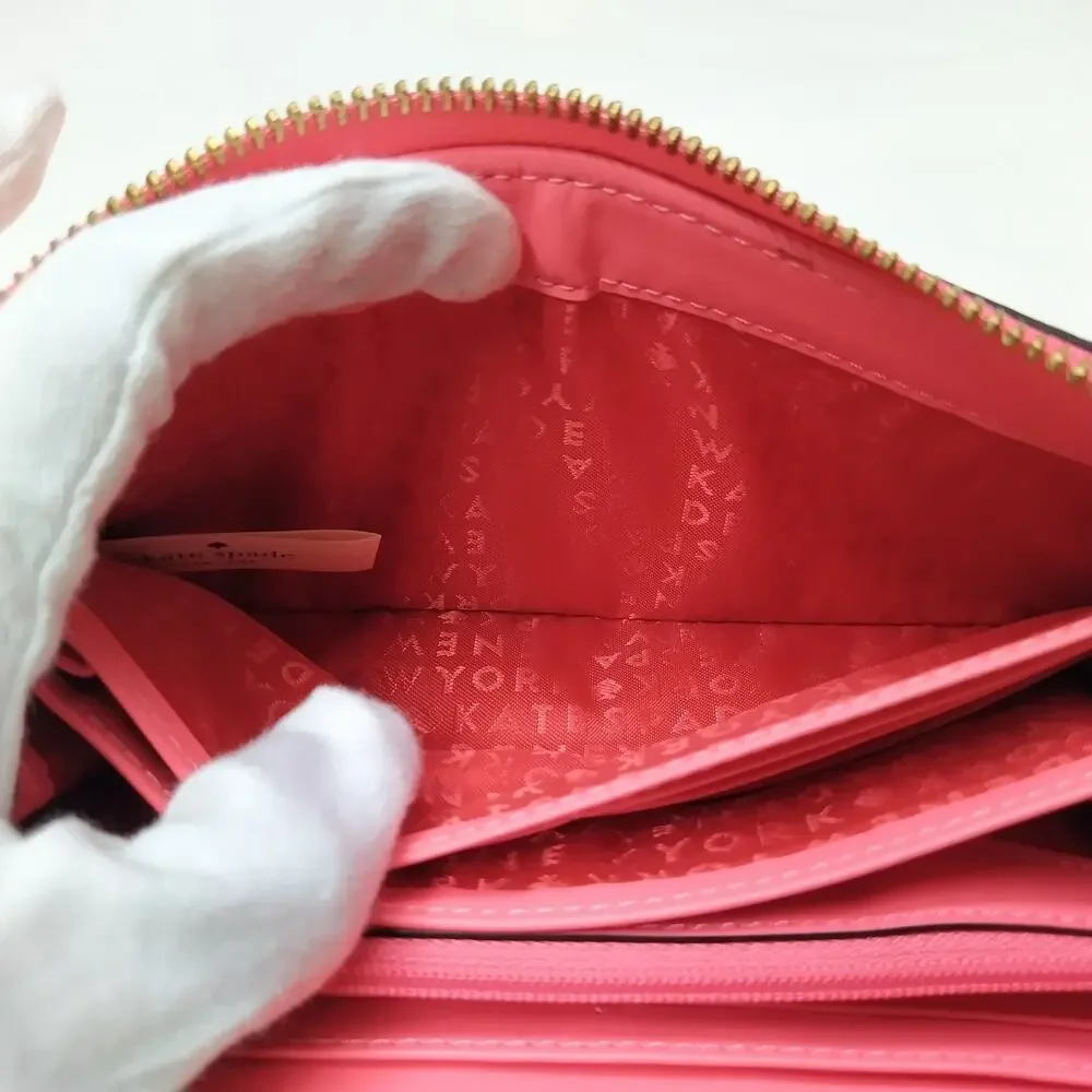 Kate Spade Pink Leather Zip Around Credit Card Wallet